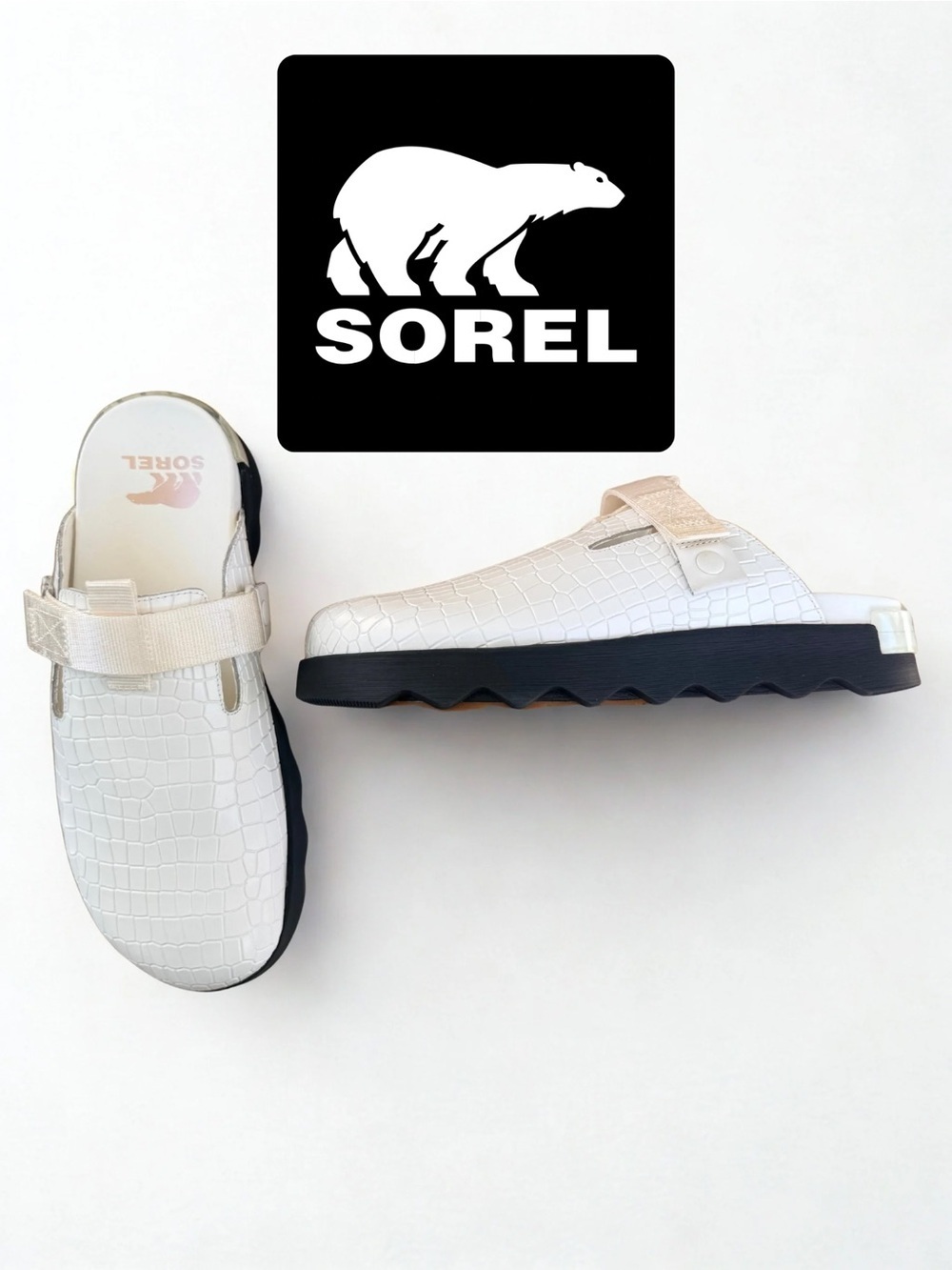 ☁️ New Sorel Viibe™ Clog - Sea Salt / White ☁️ NIB, Size 12